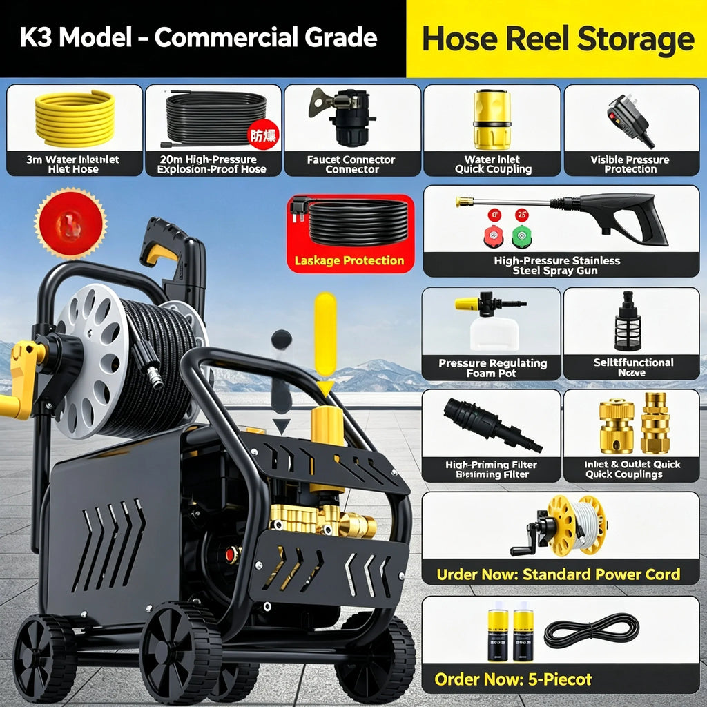 220V Portable High Pressure Car Washer Powerful Water Pump Water Gun For Home Car Floor Washing