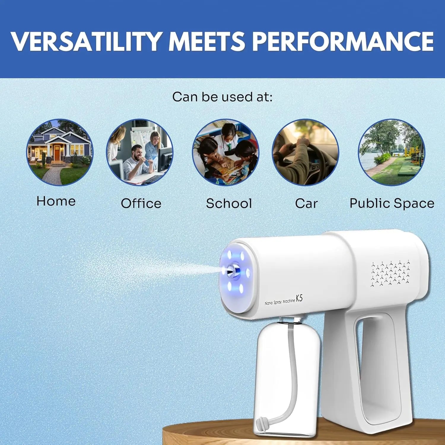 380ml electric nano blue light steam spray gun K5 wireless atomizing sterilizer C-type atomized household handheld sterilizer