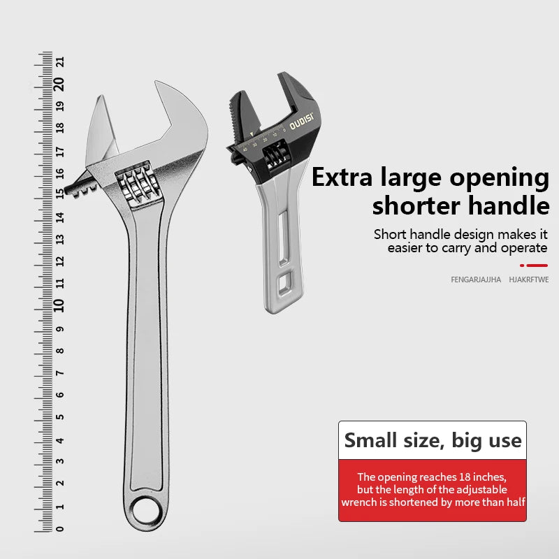 Adjustable Large Open Steel Wrench Universal Mini Spanner Bathroom Multifunctional Household Repair Tools For Bathroom Pipes