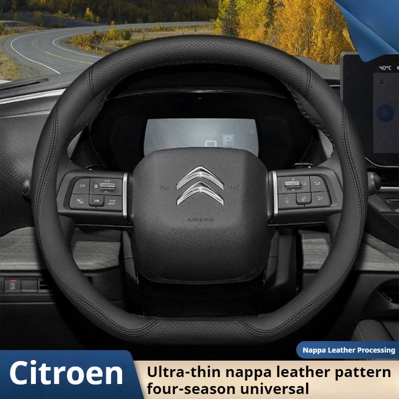 For Citroen C4X C5X C3 C5 Aircross e-Berlingo C4 2021 2022 2023 Nappa Leather Car Steering Wheel Cover Auto Interior Accessories