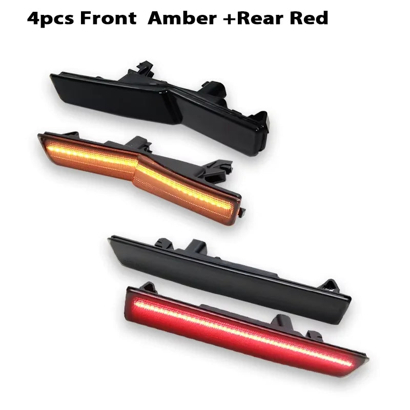 Front White / Amber Rear Red LED Fender Side Marker Lights For Dodge Challenger 2018 2019 2020 2021 2022 with Factory Widebody