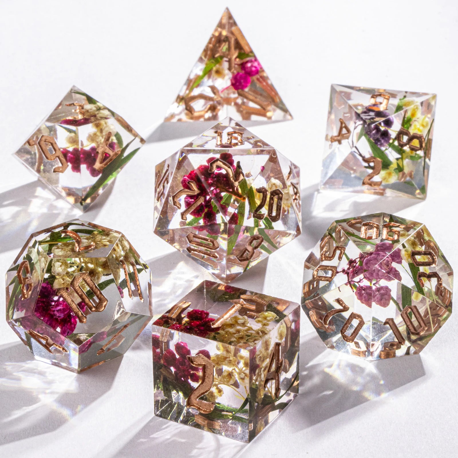 DnD Handmade Resin Dice, Polyhedral Dice Set for Dungeons and Dragons, D and D Dice, Sharp Edged Resin D&D Dice, D20 Dice