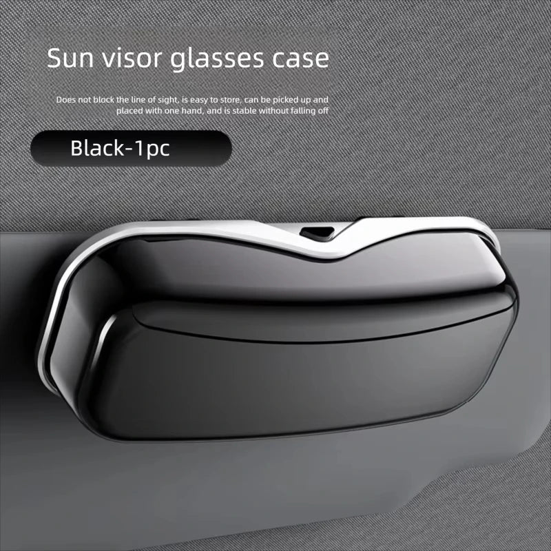 Car Sun Visor Glasses Case One-Hand Operation Racing Style Car Glasses Box Anti-Scratch Velvet Interior Car Interior Accessory