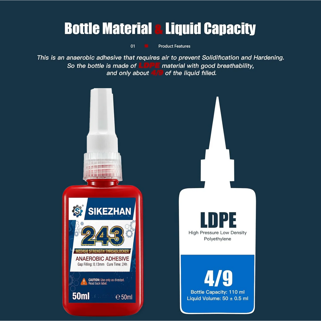 243 Threadlocker Blue Medium Strength Anaerobic Adhesive Screw Glue Anti-vibration Locking Agent for Car Motorcycle RC Repair
