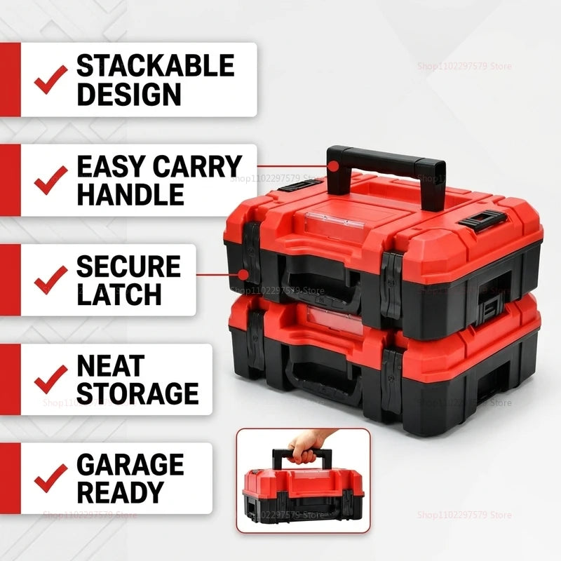 Single-Piece Industrial-Grade Stackable Tool Box Pressure-Resistant Anti-Fall Durable Hardware Tool Storage Box, Home Repair Box