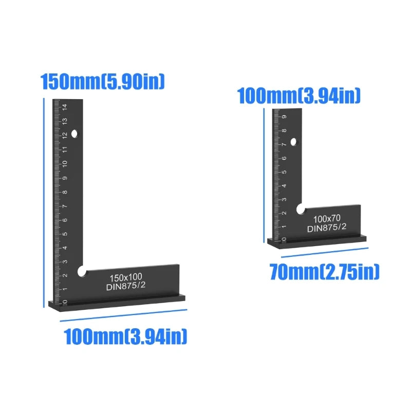 Right Angles Ruler Set for Engineers and Construction Work Portable