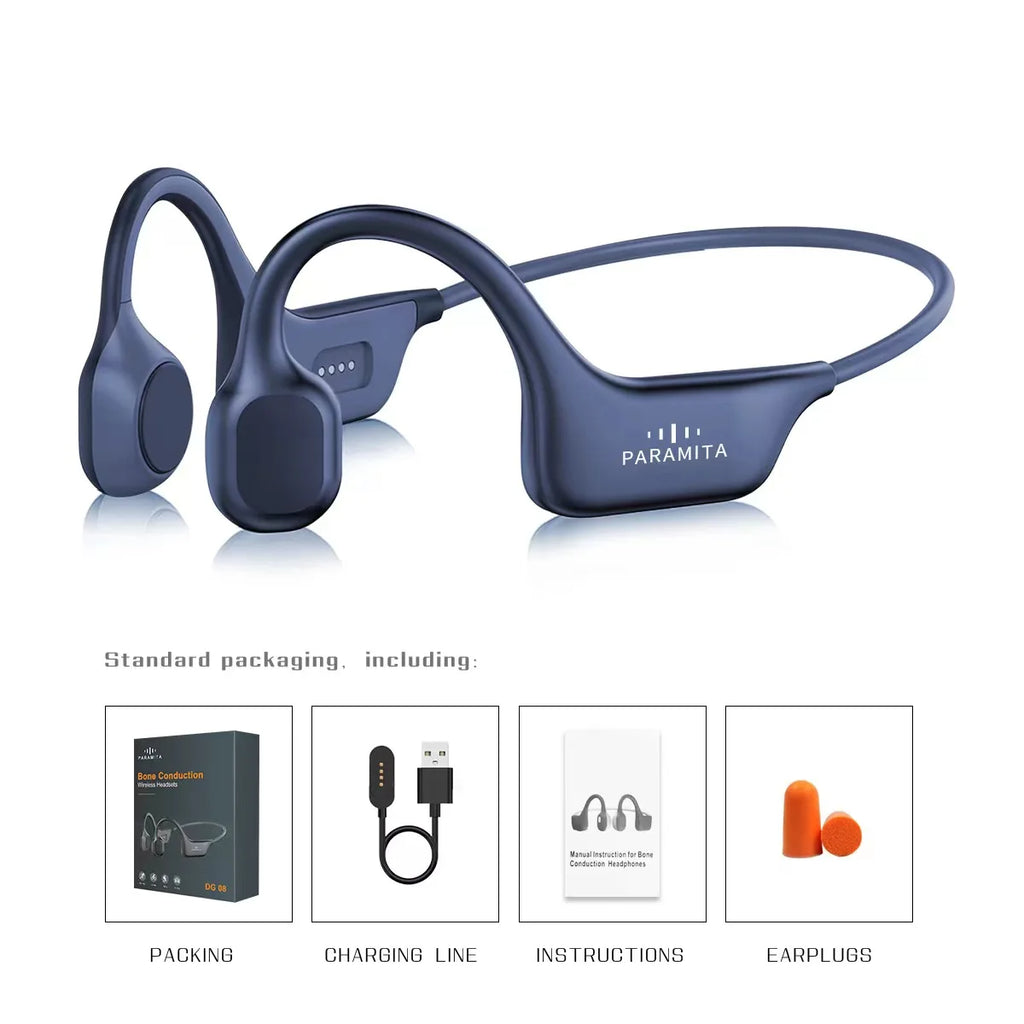2024 Classic DG08 Bone Conduction Headphone Wireless Bluetooth Headset with MIC BT 5.3  Waterproof for Sport Running Workouts