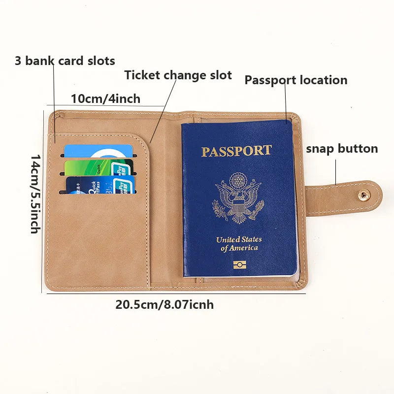 Leather Passport Holder Covers Case Waterproof Travel Credit Card Wallet Cute Passport Book for Women/Men Buckle Passport Cover