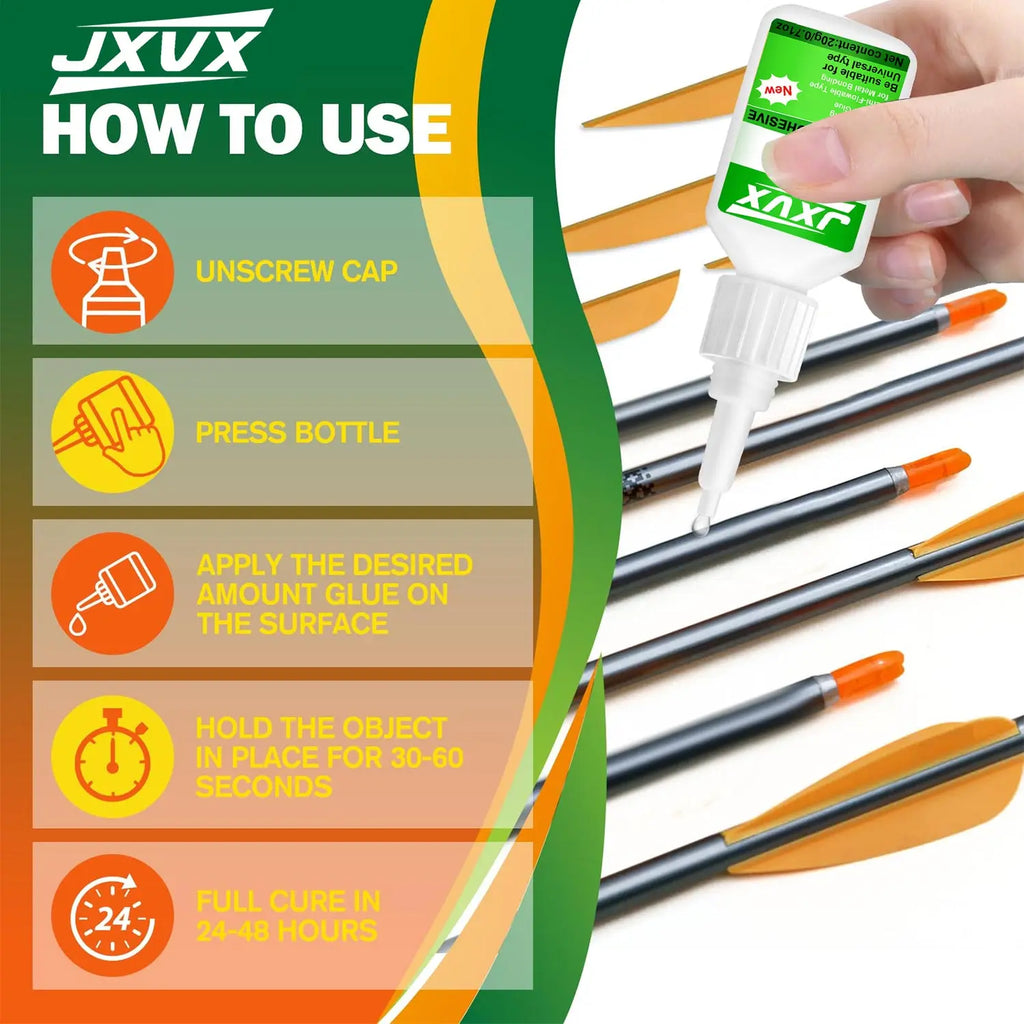 JXVX 415 Super Glue Instant Quick-drying Cyanoacrylate Adhesive Professional adhesive for arrow shafts, plastics, and carbon fiber repair Strong Bond Liquid Glue Tool ,Includes a precision dispenser.