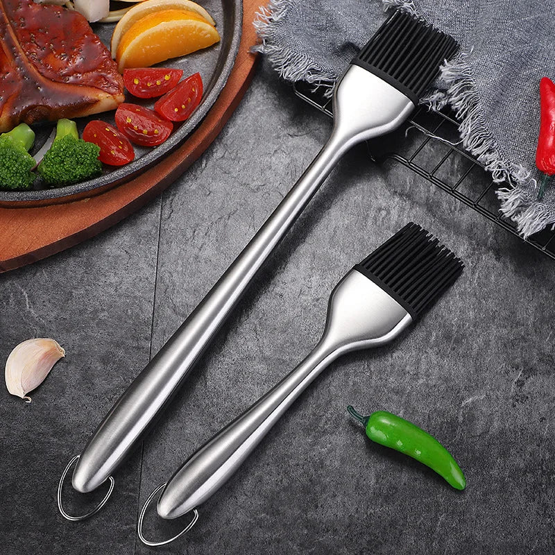 Silicone BBQ Brush BPA Free Basting Pastry Brush with Stainless Steel Handle Barbecue Turkey Oil Brush for Grilling