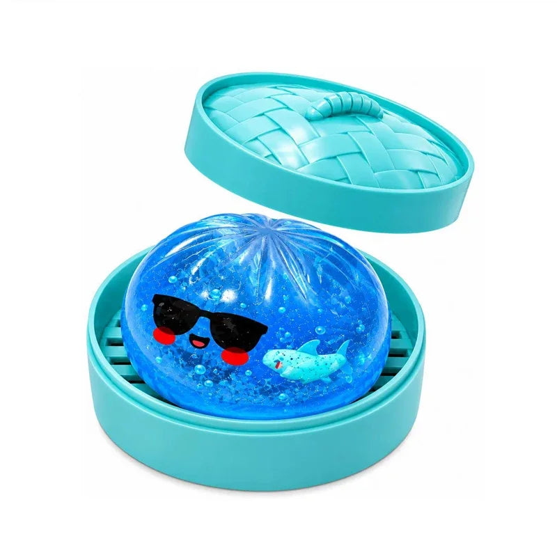 Money Glitter Shark Dumplings Squishy Toy Soft Slow Resilience Squishy Toy Fidget with Steamer Steamed Stuffed Bun Squishy Pinch