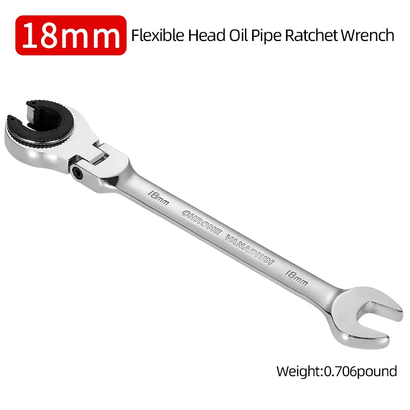 8-19mm Metric Flex-Head Ratcheting Wrench Professional Chrome Vanadium Steel Ratchet Wrenches Fast And Labor-Saving Dual-Use