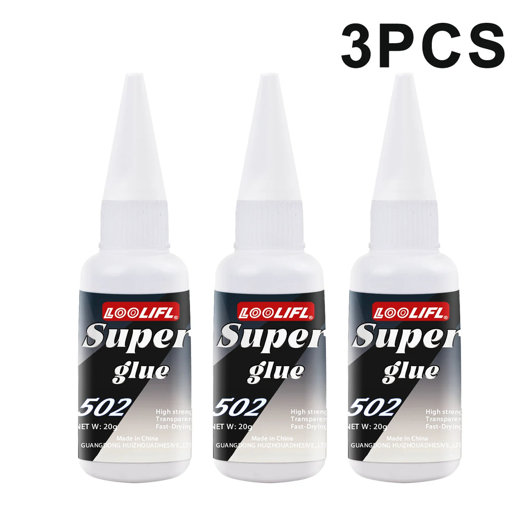 Loolifl, Best-Selling 1-25Pcs 502 Super Glue, Quick-Drying Cyanoacrylate Adhesive for Glass, Leather, Rubber, Wood, Metal, Strong Industrial Strength Glue