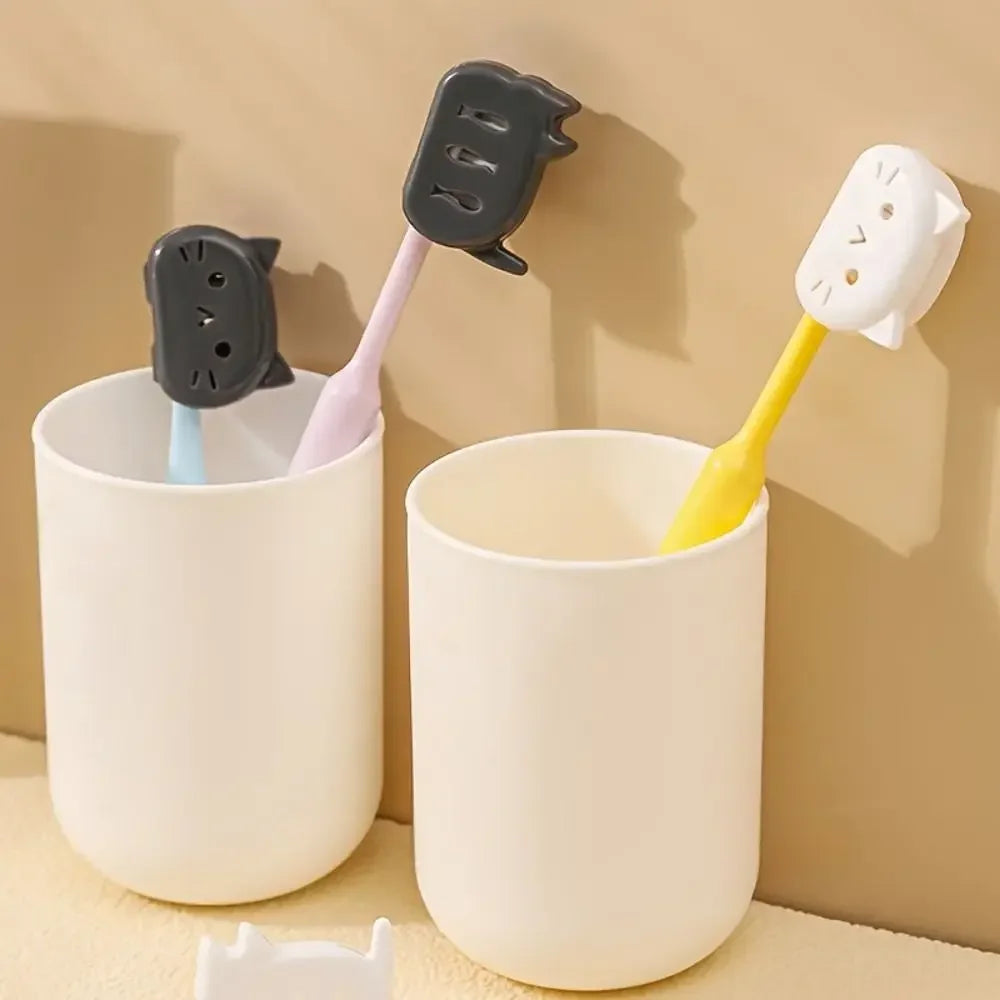 4Pcs Plastic Cat Toothbrush Protective Covers Cat Shape Portable Toothbrush Head Case Dustproof Head Germproof