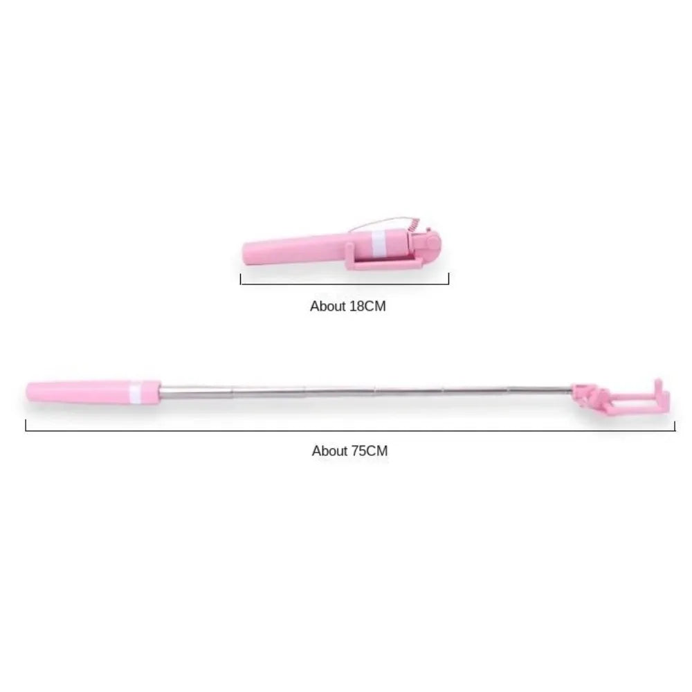 3.5mm Plug Mini Wire Controlled Selfie Stick Type-C Plug Retractable Portable Handheld Selfie Stick Mini Portable