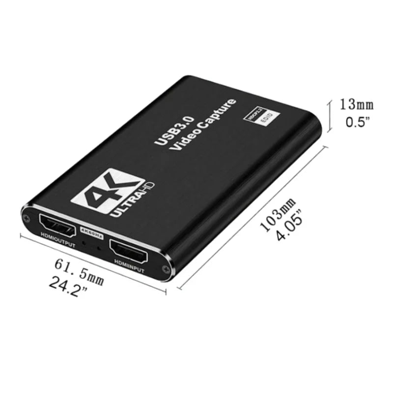 4K USB 3.0 Audio Video Capture Card HDMI-compatible 1080P HD Video Recorder Grabber For PC PS4 OBS Game Recording Live Streaming