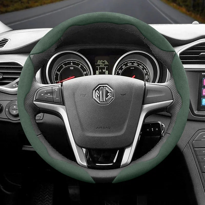 Suitable for Mg Non-Slip Buckle Segmented Suede Steering Wheel Cover Suitable for Zs Mg3 Hybrid Luxury 2025 One Mg4 Mulan Hs 5 6