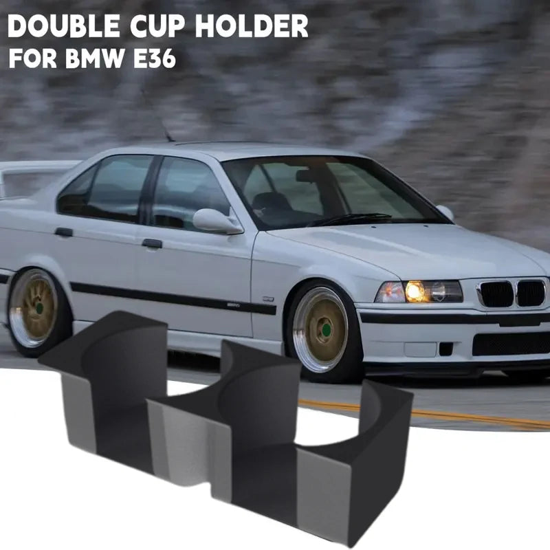 For BMW E36 Dual Cup Holder Storage Box Beverage Coffee Car Cup Holder Durable Grip Upgraded Car Interior Accessories Black