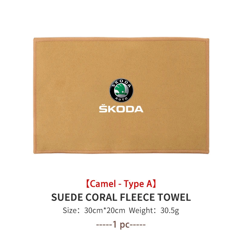 For Skoda Car Logo Wash Clean Towel Microfiber Cleaning Drying Clothl Octavia Superb RAPID FABIA KAMIQ KAROQ KODIAQ YETI