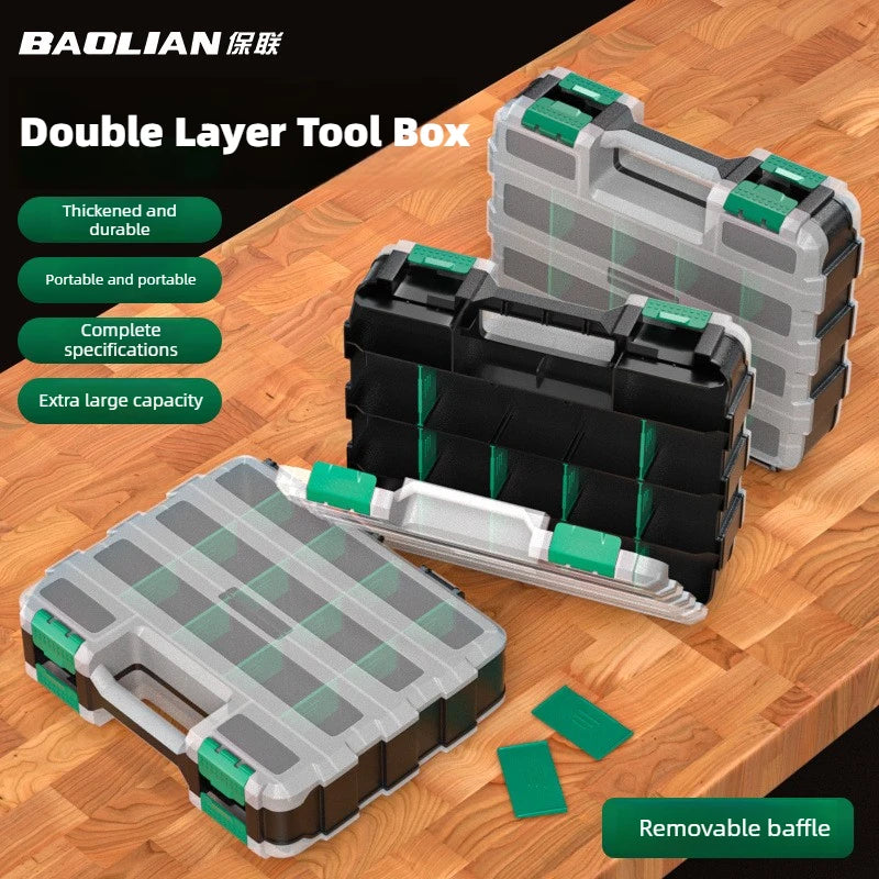 BAOLIAN Small Parts Organizer 34Compartments Double Side Parts Organizer with Removable Dividers for Hardware Screws Bolts Nails