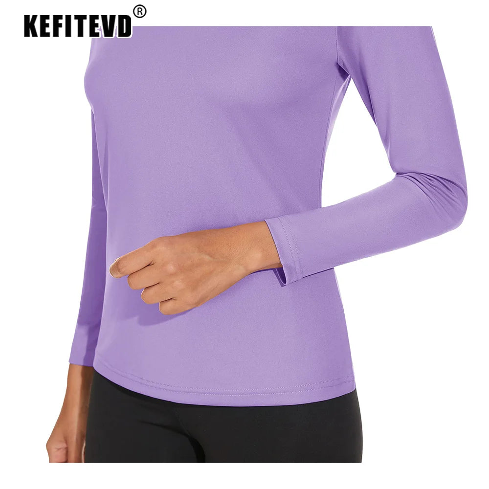 KEFITEVD UPF 50+ Women Long Sleeve T-shirts UV Sun Protection Outdoor Sport T Shirt Moisture Wicking Camping Hiking T-Shirts Tee