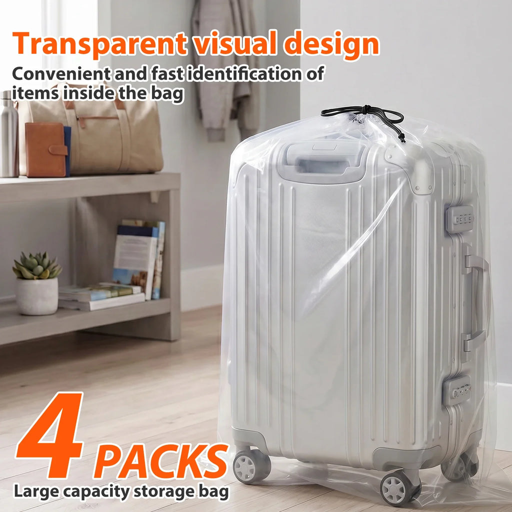 4 Pcs Suitcase Dust Cover Clear Drawstring Luggage Box Storage Bag Suitcase Blanket Quilt Organizer Travel Sleeve Accessory