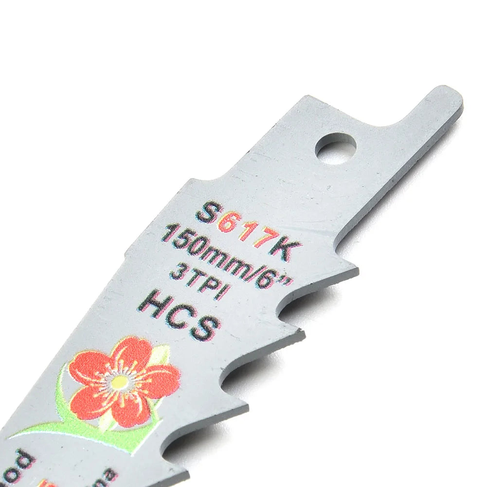 3pcs 6-Inch 3-TPI HCS Reciprocating Saw-Blades For Fast Wood Cutting Nail Embedded Pruning Curved And Plunge Cuts Black
