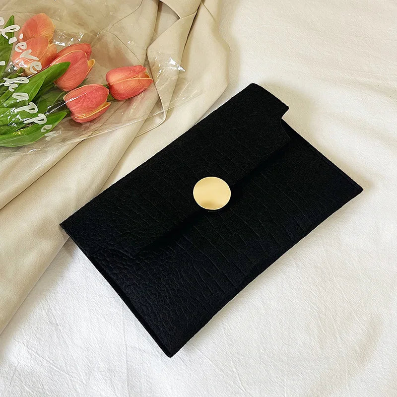 Women Felt Wallet for Women Coin Purse  Large Capacity Fashion Small Coin Envelope Bag Wallet Closure Solid candy colors Handbag