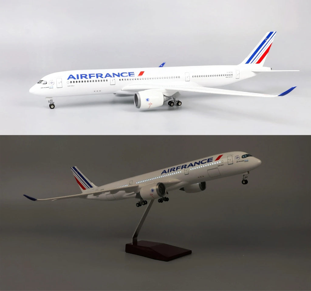 47CM air france plane model A380/B747/B777/A350 Model airplanes Resin Diecast collectible aircraft with Landing Gear Wheels LED