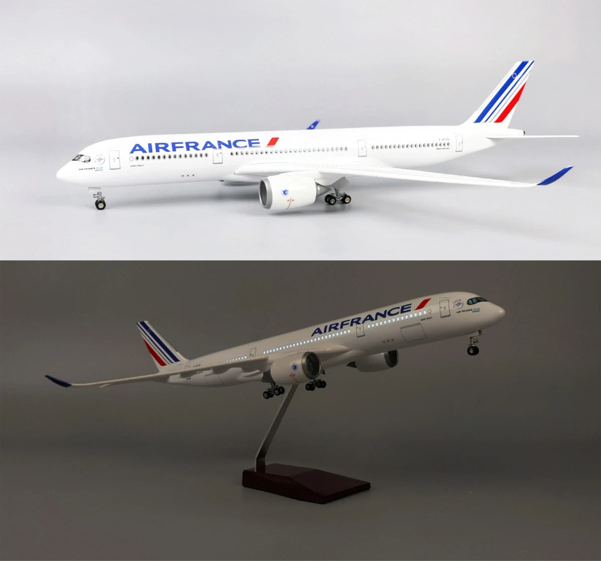 47CM air france plane model A380/B747/B777/A350 Model airplanes Resin Diecast collectible aircraft with Landing Gear Wheels LED