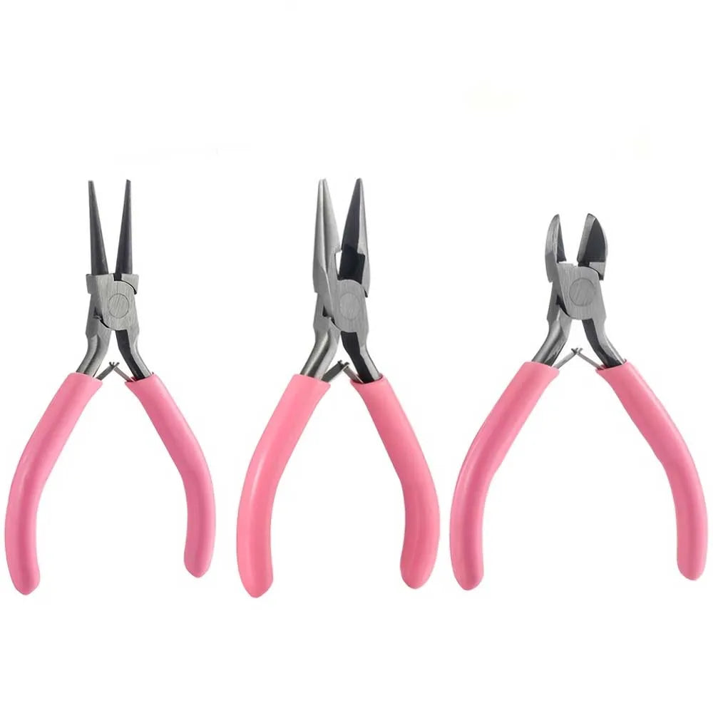 3-1pcs Making Pliers Set, Steel Crafting Tools, with Round Nose, Pointed, and Slant Tip, for Beading and Metalwork