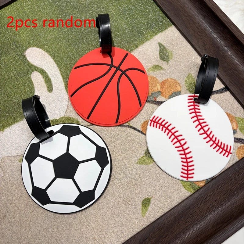 1/2Pcs Sports Basketball, Football, Baseball, Name Luggage Tag, Soft Silicone Anti-Loss Tag, Luggage Suitcase, Travel Backpack P