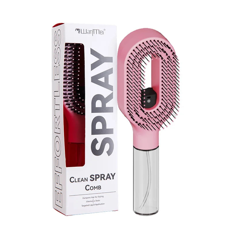 2in1 Spray Hair Brush Detangling Scalp Massage Comb with Water Mist Spray Anti-static Smooth Hair Styling Tool for Home & Travel