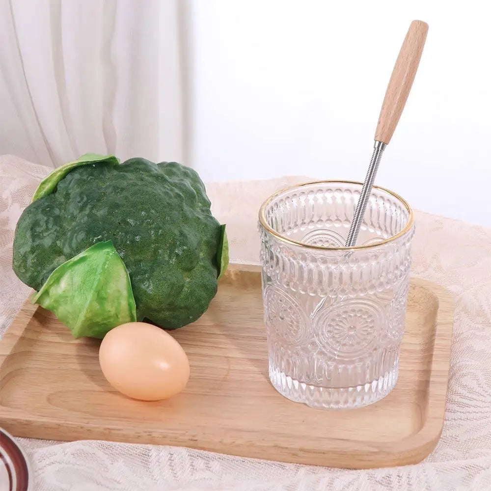 Multifunction Stainless Steel Egg Beater Wooden Handle Useful Mini Egg Whisk Portable Manual Egg Beater Baking