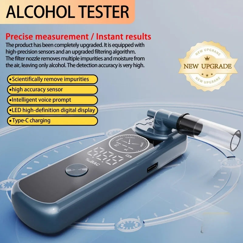 1Pc Black Digital Alcohol Tester Professional Alcohol Detector Breathalyzer Alcohl Tester LED Display Drunk Driving Test