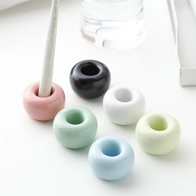 2 Pcs/Pack Mini Ceramic Handmade Toothbrush Holder Stand for Bathroom Vanity Countertops,Toothbrush Head and Office Pen Holder