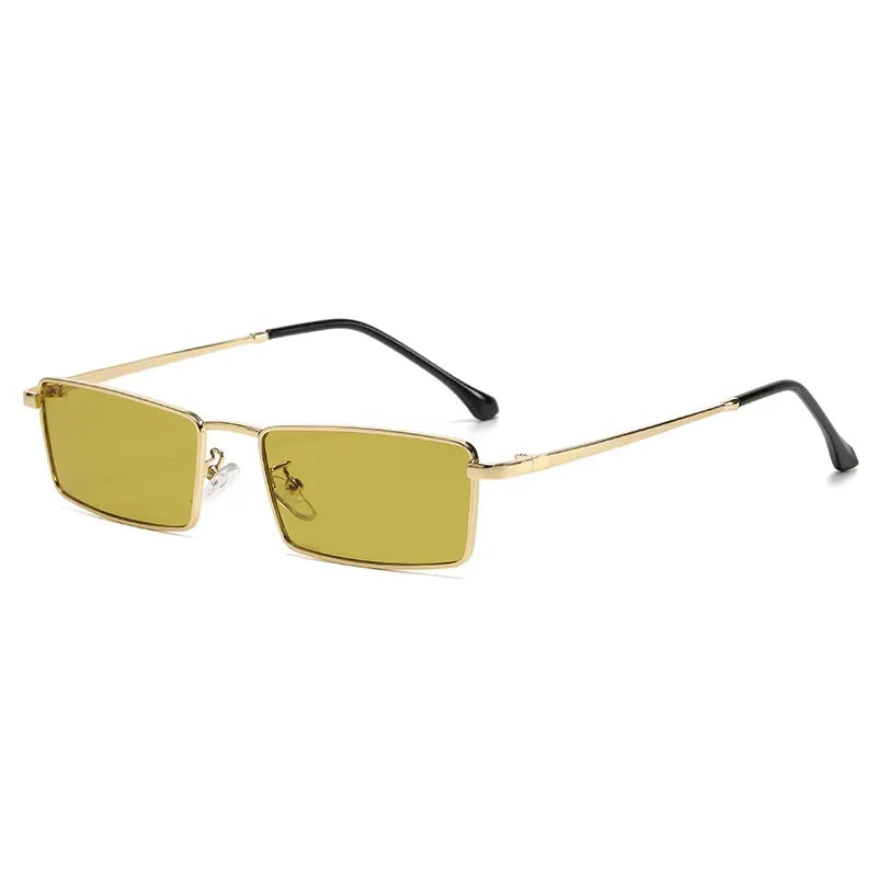 Fashionable Metal Square Small Frame Sunglasses High-End Street Style Sun Shading Retro Eyewear for Trendy Look Hiking Glasses