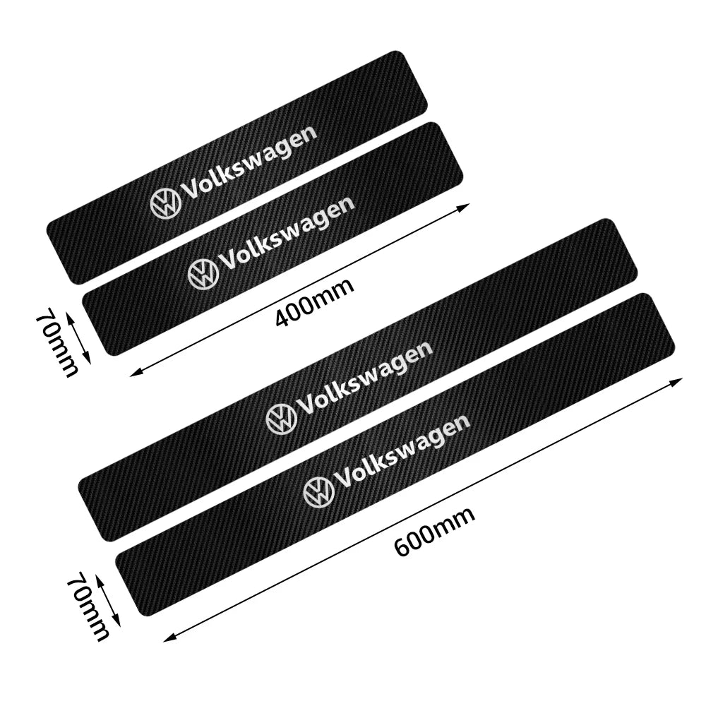 4Pcs Car Door Carbon Fiber Sill Scuff Plate Decoration Sticker For Volkswagen GTI Golf Caddy Passat CC Lavida Sagitar Scirocco