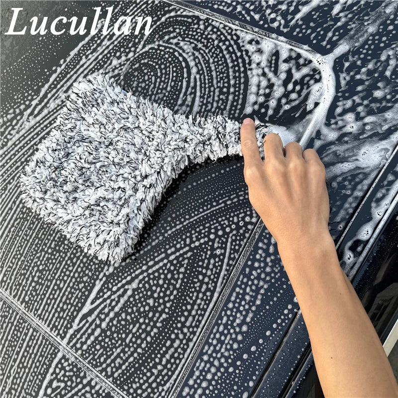 Lucullan Bubble Plus Wash Pad Microfiber Car Wash Sponge With Tail Car Care Detailing Brushes Block