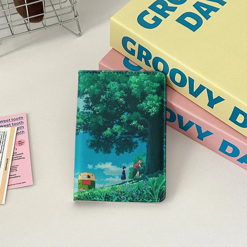 Japanese Animated Passport Cover Passport Wallet Travel Essentials Women Air Ticket Credit Card Holder Passport Protective Case