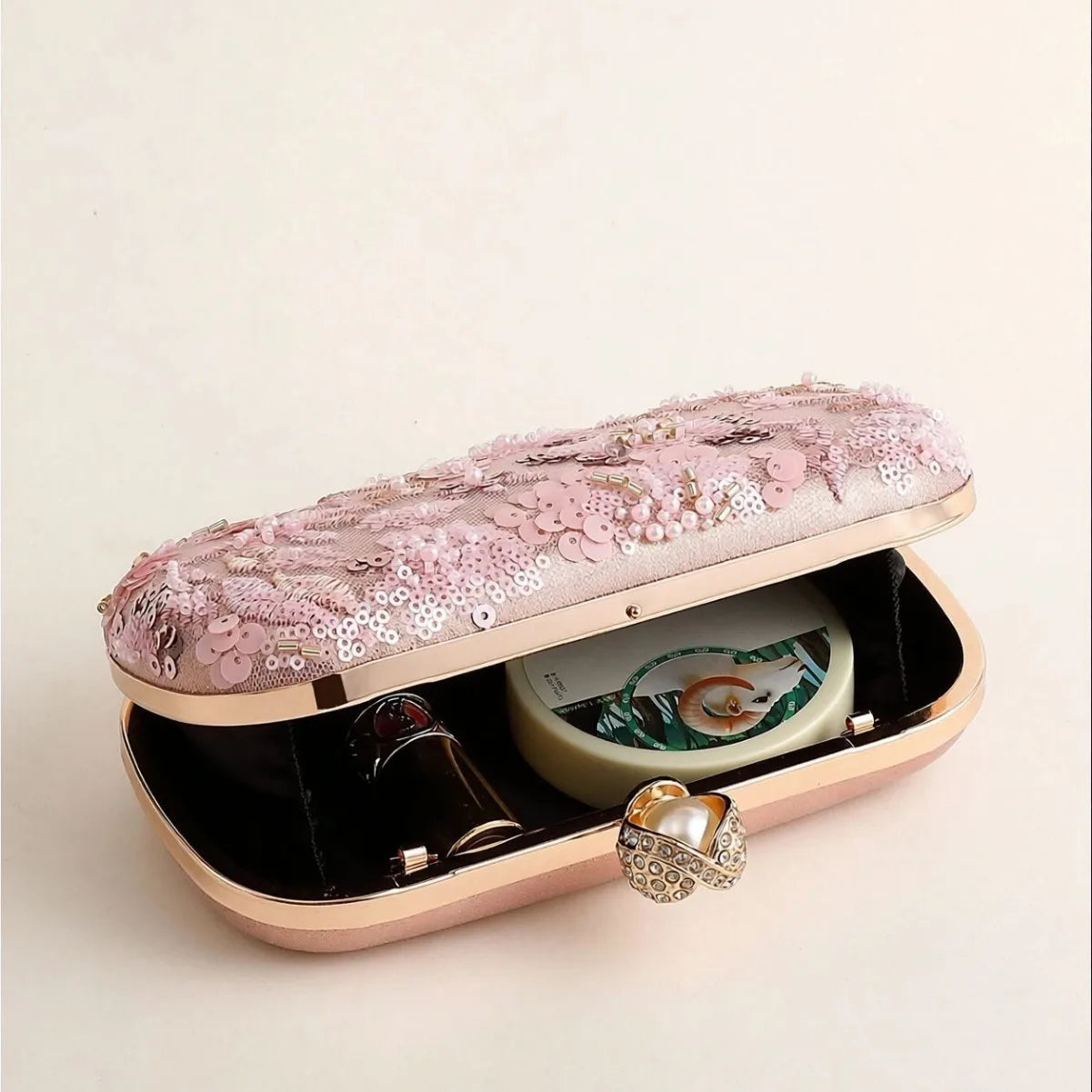 New embroidered dinner bag light luxury fashion handbag handmade beaded banquet bag women's small fragrance can be replaced