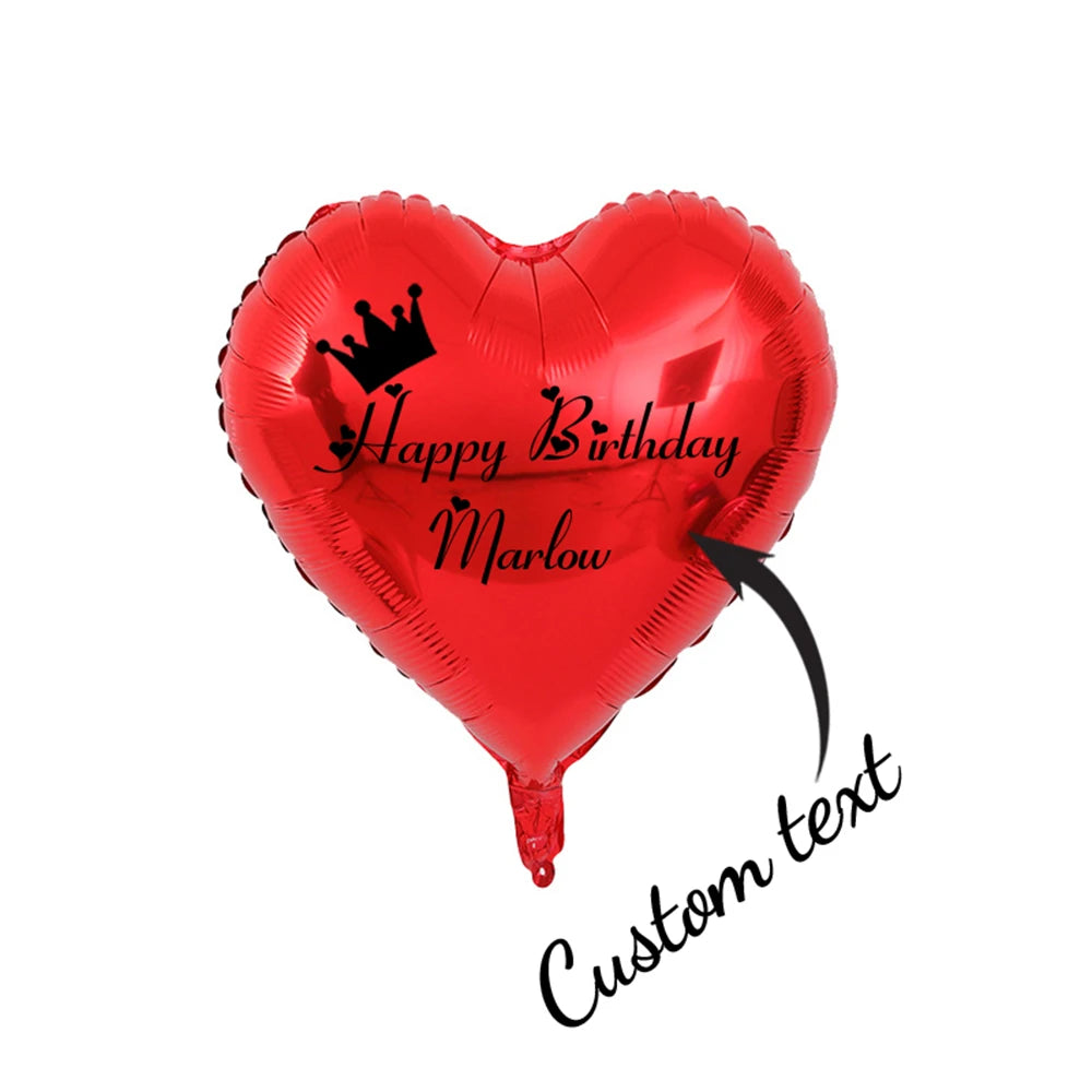 Custom Heart Balloon Customizable Personalized Name Text Home Party Decoration Crown Balloon Birthday Gift Custom Name Balloon