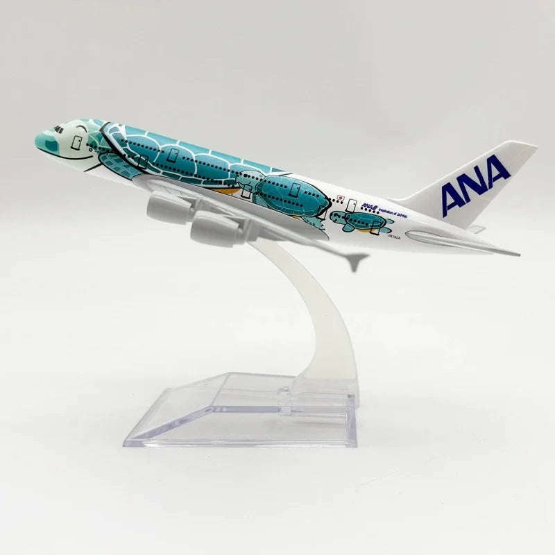 16/20CM A380 ANA Sea Turtle Metal Airplane Model Plane Toy with Display Stand for Adult Aviation Gifts Collection
