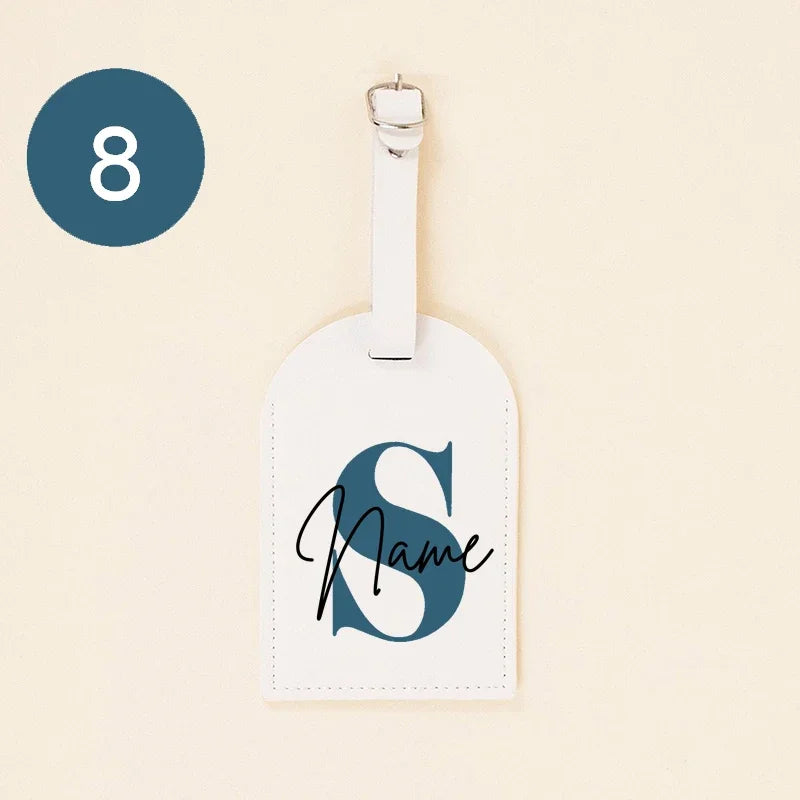 Personalised Monogram PU Luggage Tag Initial with Name Leather for Suitcase Baggage Handbag Tags Travel Bag Label Tag Best Gifts
