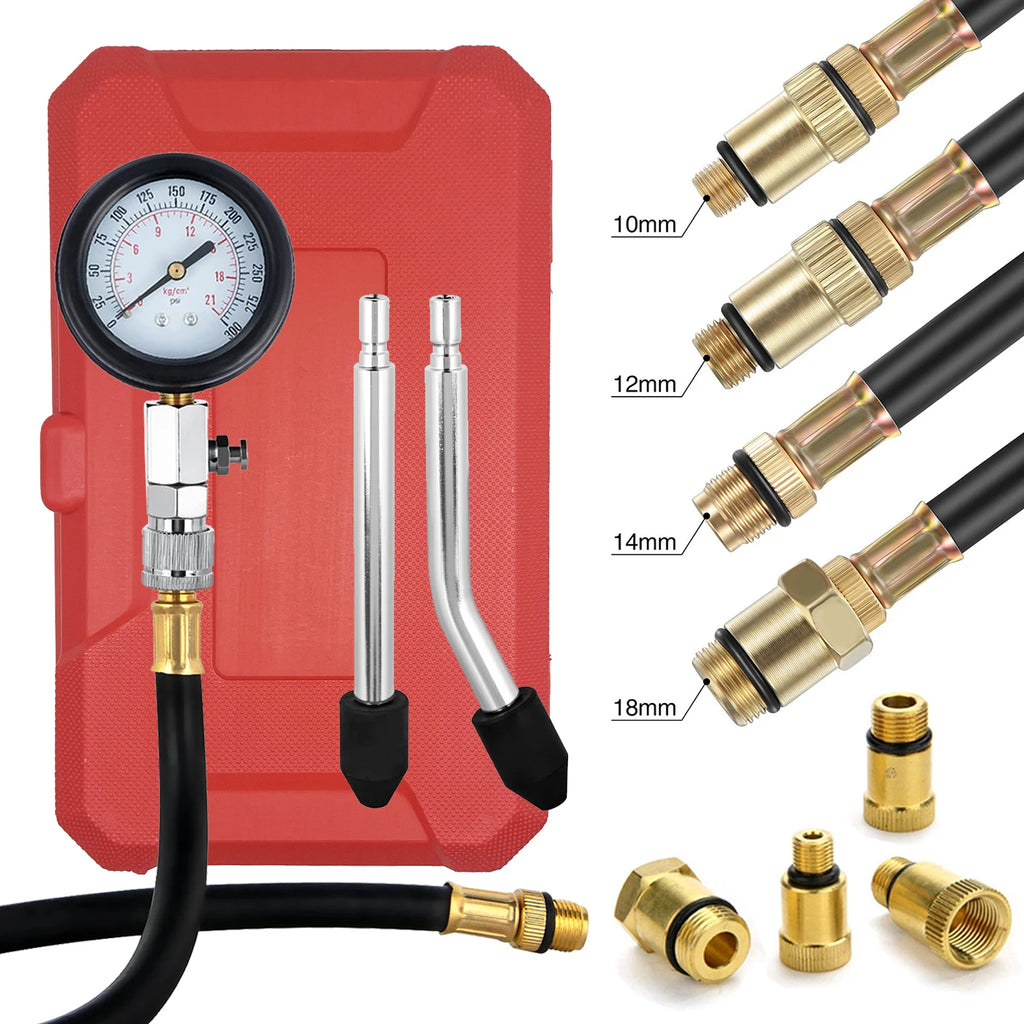 0-300 PSI Petrol Gas Engine Cylinder Pressure Gauge Automotive Tool for Motorcycle Car Truck Compression Tester Kit