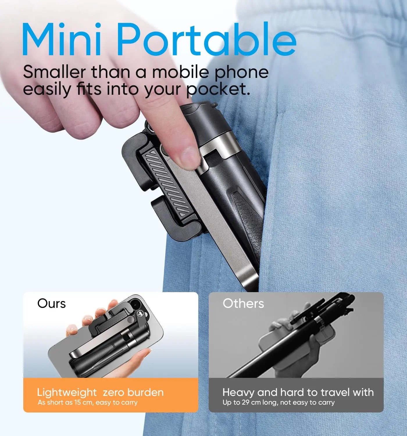 Mini Tripod，2025 New Selfie Stick Tripod with Remote One-Touch Push Button Switch, 360° Rotation with Bluetooth for IPhone