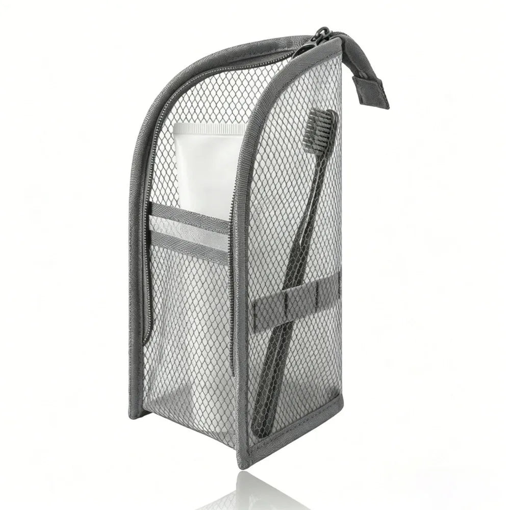 Standing Mesh Toiletry Bag Breathable Quick Dry Toothbrush Case Anti Mold Cosmetic Organizer For Travel College Dorm Gym Shower