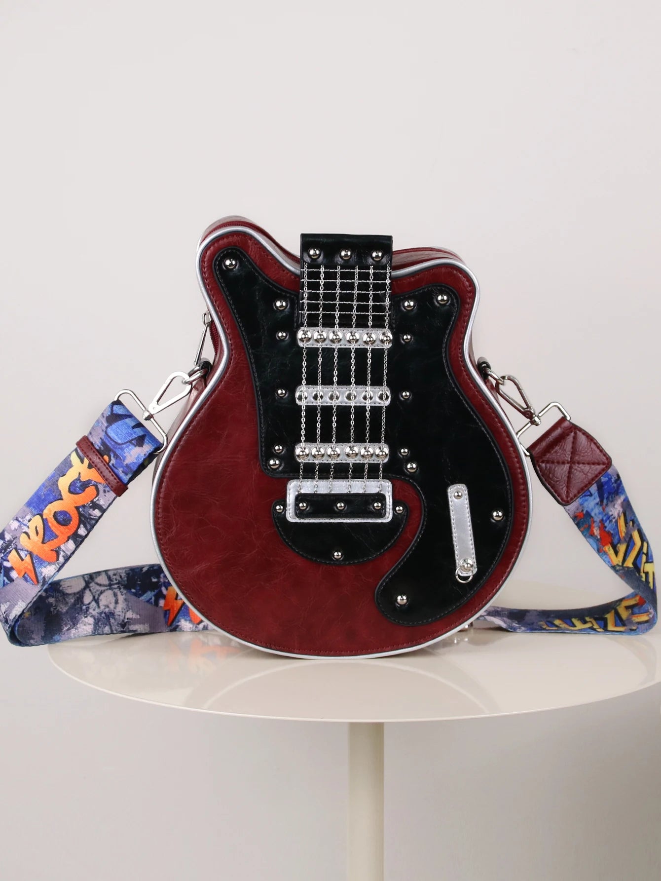 Personality Creative Y2K Hot Girl American Retro Guitar Shape Bag Bass Guitar Special-Shaped Bag Shoulder Bag Messenger Bag Tren