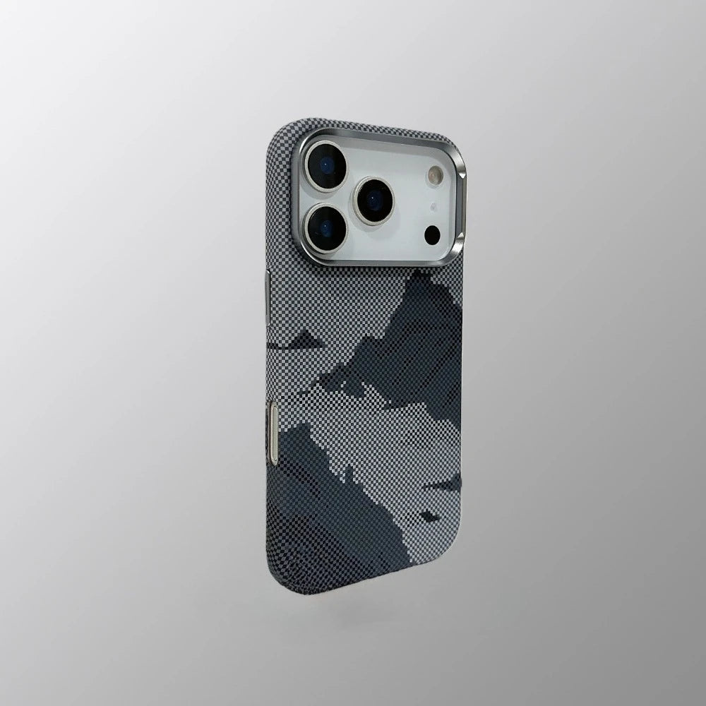 Magnetic Snow Mountain Case Cover for iPhone 17 16 Pro Max Matte Relief Hard PC Shell Camera Lens Protection Phone Capinha Funda