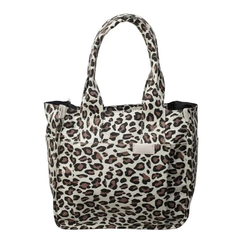 Zipper Leopard Pattern Nylon Women's Shoulder Bag 2026 Hot Sale Large Capacity Tote Bags Fashionable Leopard Print Shoulder Bag